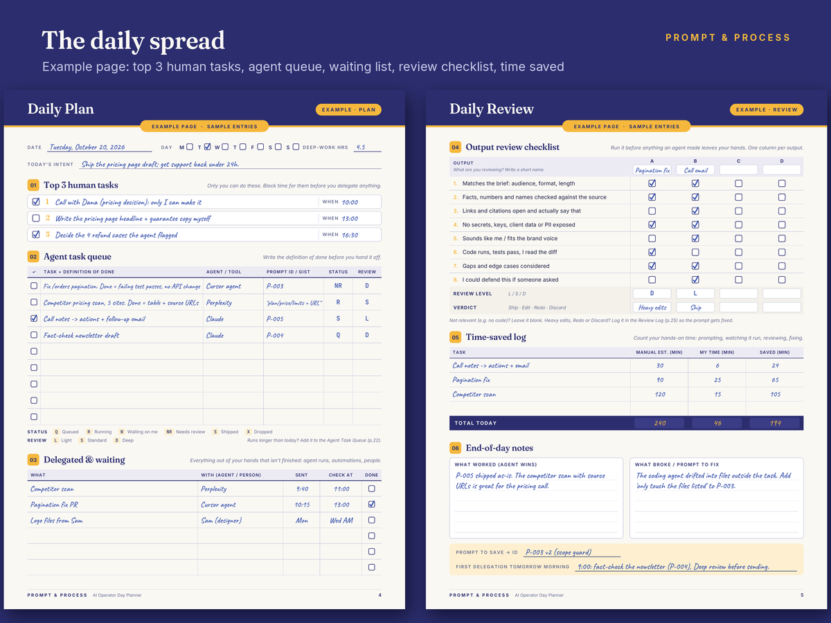 AI Operator Day Planner (Notion Template + Printable PDF)